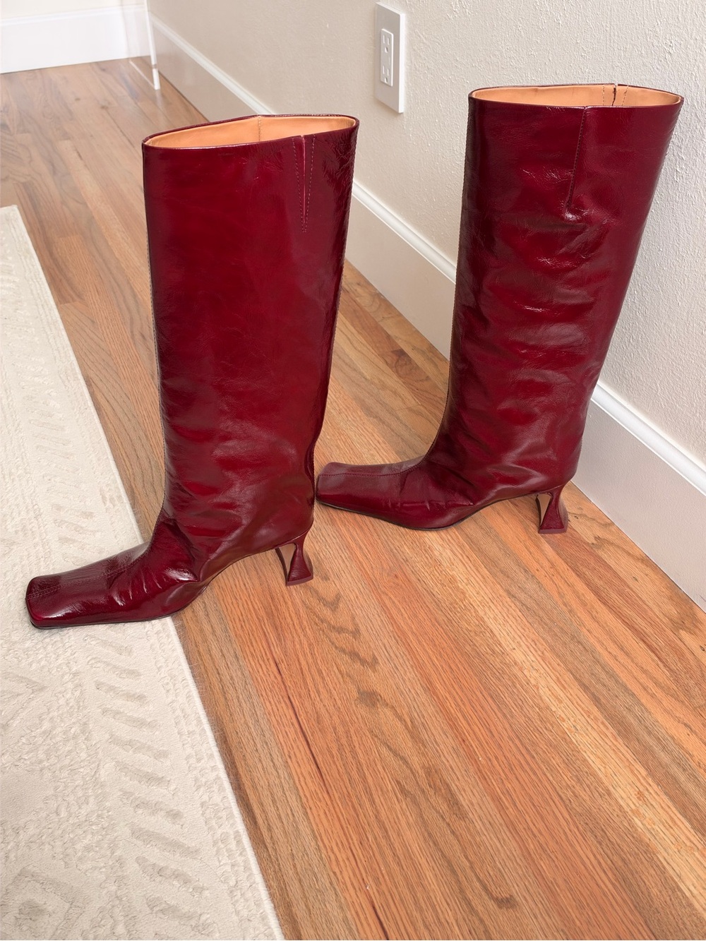 Miista Bluma Leather Boots in Burgundy Crinkle - Picture 7 of 12